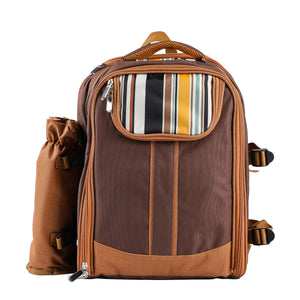Picknick Rucksack Set für 4 Personen LARS braun