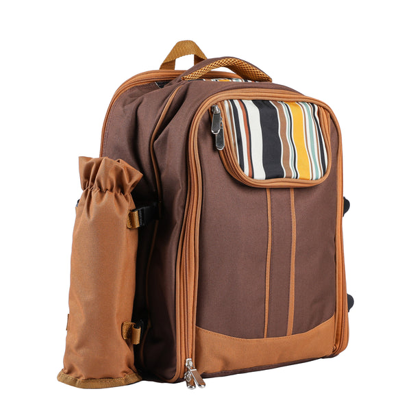 Picknick Rucksack Set für 4 Personen LARS braun