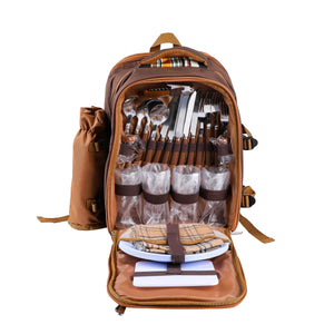 Picknick Rucksack Set für 4 Personen LARS braun