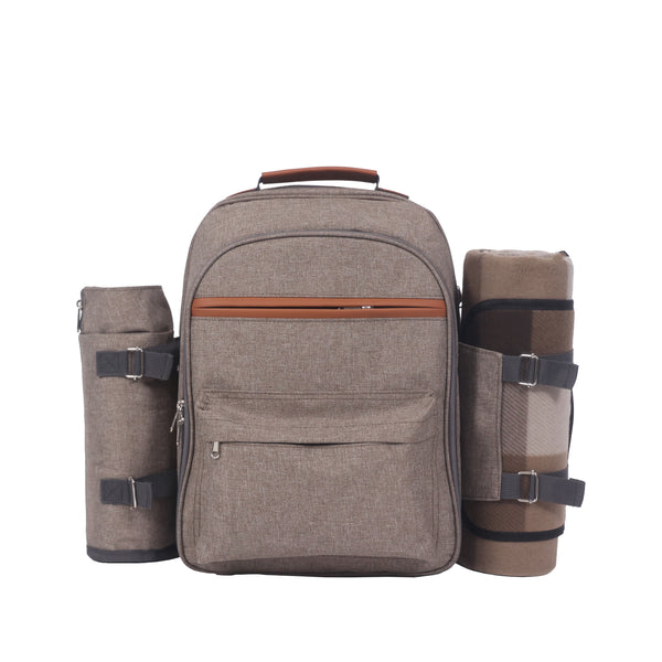 Set zaino da picnic per 4 persone, marrone