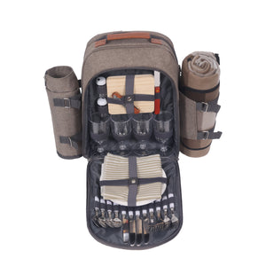 Set zaino da picnic per 4 persone, marrone