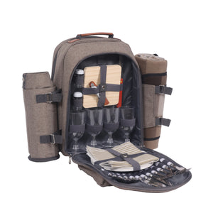 Set zaino da picnic per 4 persone, marrone