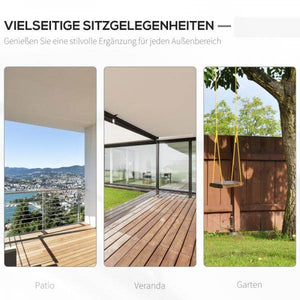 Gartenschaukel für 2 Personen Schaukelbank Hängebank Massivholz Patio Terrasse Hinterhof Weiss