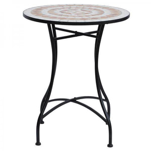 Gartentisch Balkontisch Mosaiktisch Seviertisch rund Stahl + Keramik