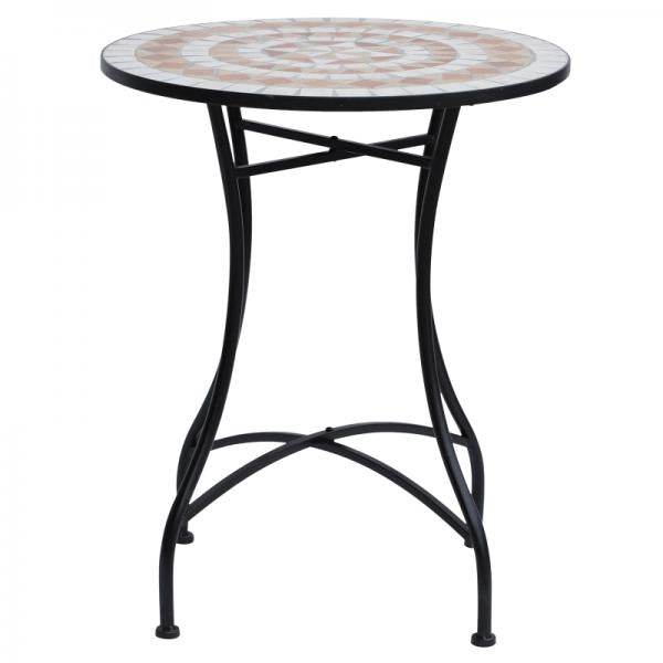 Gartentisch Balkontisch Mosaiktisch Seviertisch rund Stahl + Keramik