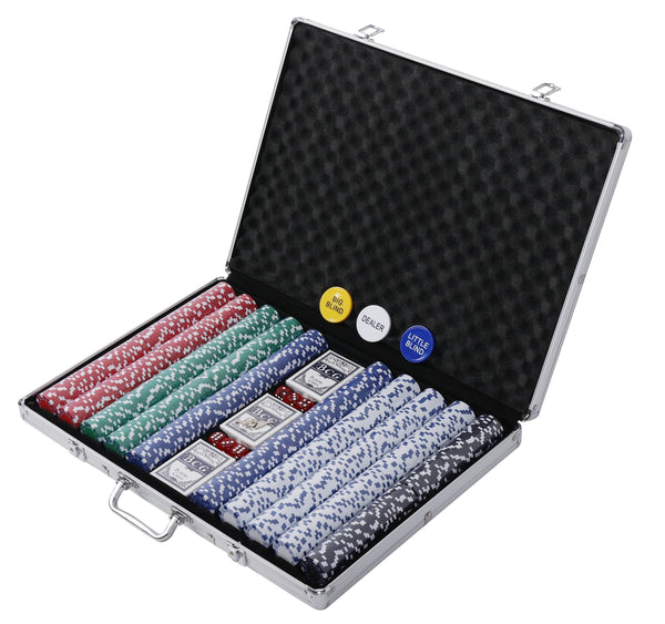 Pokerkoffer mit 1000 Chips und 6 Würfel