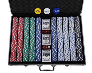 Pokerkoffer mit 1000 Chips und 6 Würfel