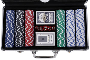 Pokerkoffer mit 300 Chips und 5 Würfel