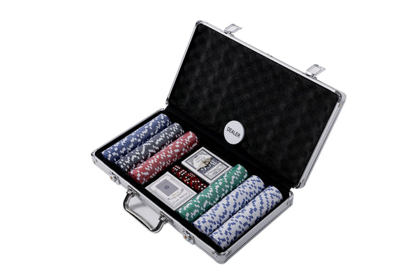 Pokerkoffer mit 300 Chips und 5 Würfel