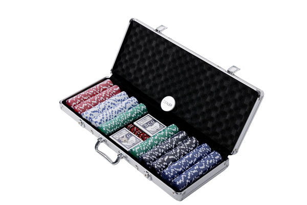 Pokerkoffer mit 500 Chips und 5 Würfel