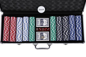 Pokerkoffer mit 500 Chips und 5 Würfel