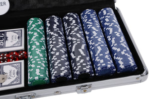 Pokerkoffer mit 500 Chips und 5 Würfel