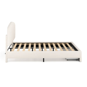 Polsterbett Bouclé ALBENA mit Schublade 160 x 200 cm creme