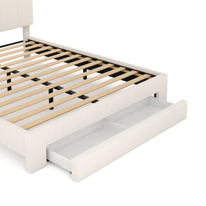 Polsterbett Bouclé ALBENA mit Schublade 160 x 200 cm creme