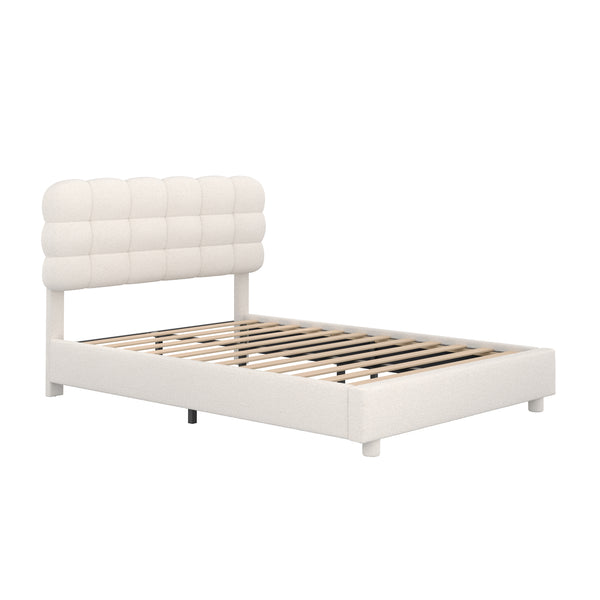 Polsterbett Bouclé KIRSTEN 140 x 200 cm creme