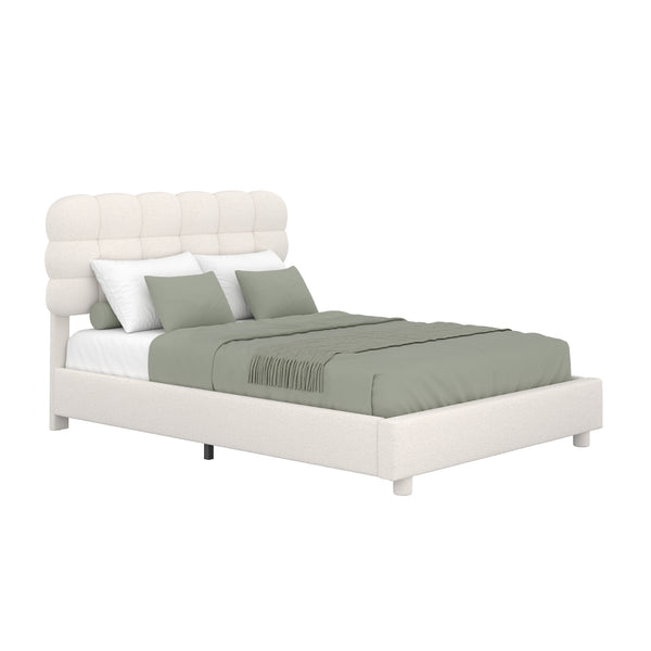 Polsterbett Bouclé KIRSTEN 140 x 200 cm creme