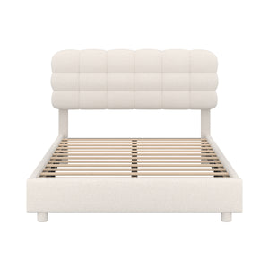 Polsterbett Bouclé KIRSTEN 140 x 200 cm creme