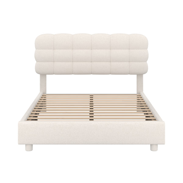 Polsterbett Bouclé KIRSTEN 140 x 200 cm creme
