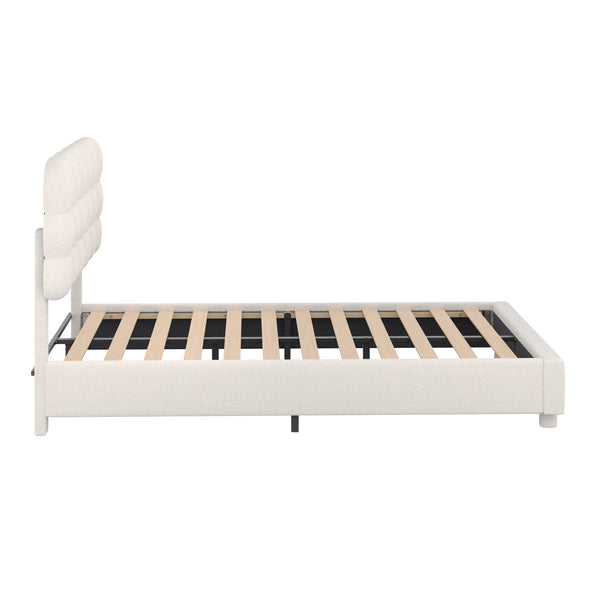 Polsterbett Bouclé KIRSTEN 140 x 200 cm creme