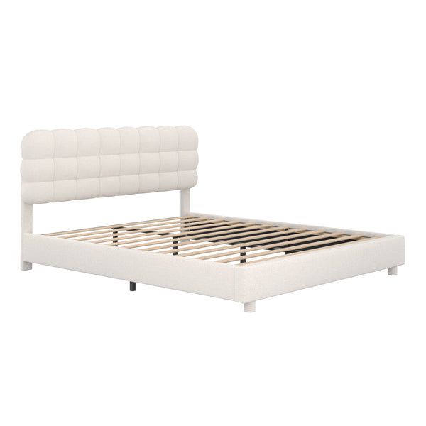 Polsterbett Bouclé KIRSTEN 180 x 200 cm creme