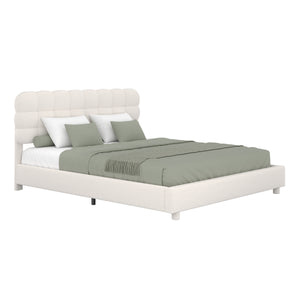 Polsterbett Bouclé KIRSTEN 180 x 200 cm creme