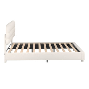 Polsterbett Bouclé KIRSTEN 180 x 200 cm creme