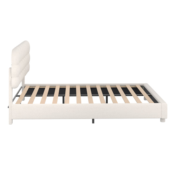 Polsterbett Bouclé KIRSTEN 180 x 200 cm creme