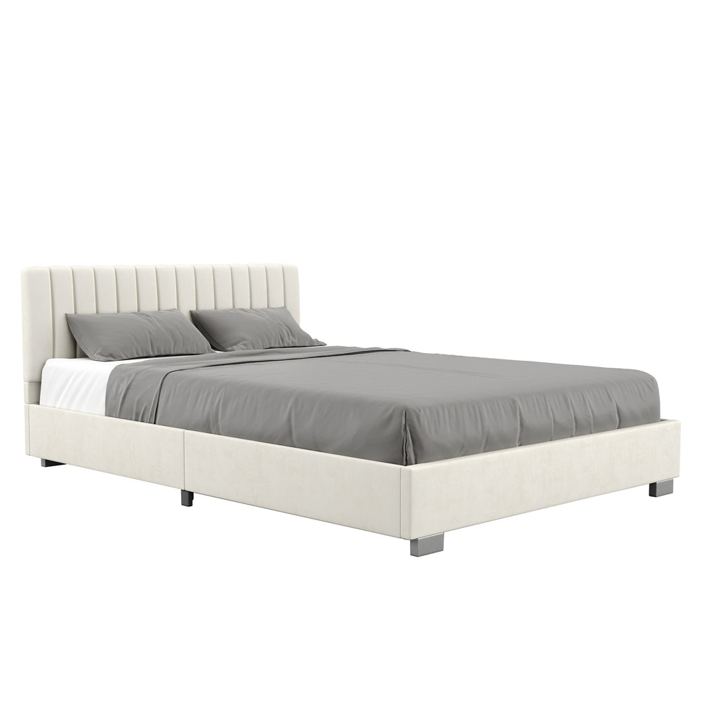 Upholstered bed DAINA 140 x 200 cm beige
