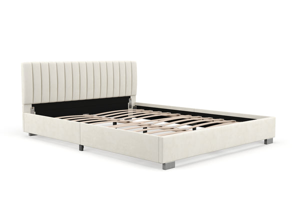 Upholstered bed DAINA 160 x 200 cm beige