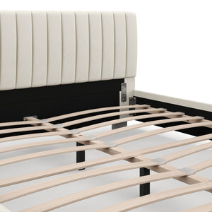 Upholstered bed DAINA 160 x 200 cm beige