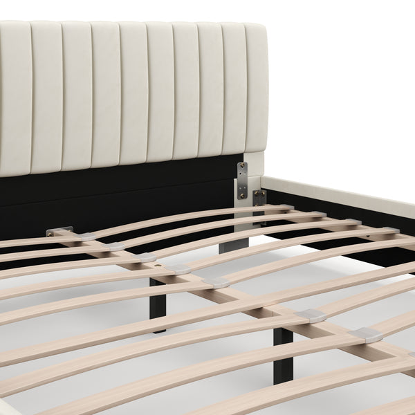 Upholstered bed DAINA 160 x 200 cm beige