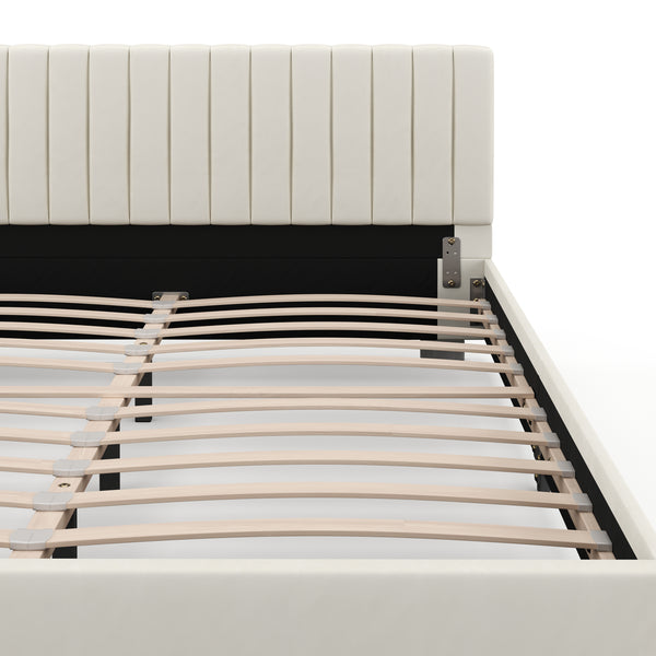 Upholstered bed DAINA 160 x 200 cm beige