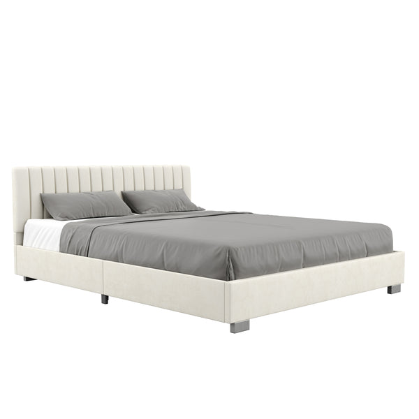 Upholstered bed DAINA 160 x 200 cm beige