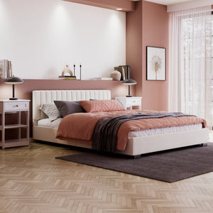 Upholstered bed DAINA 160 x 200 cm beige