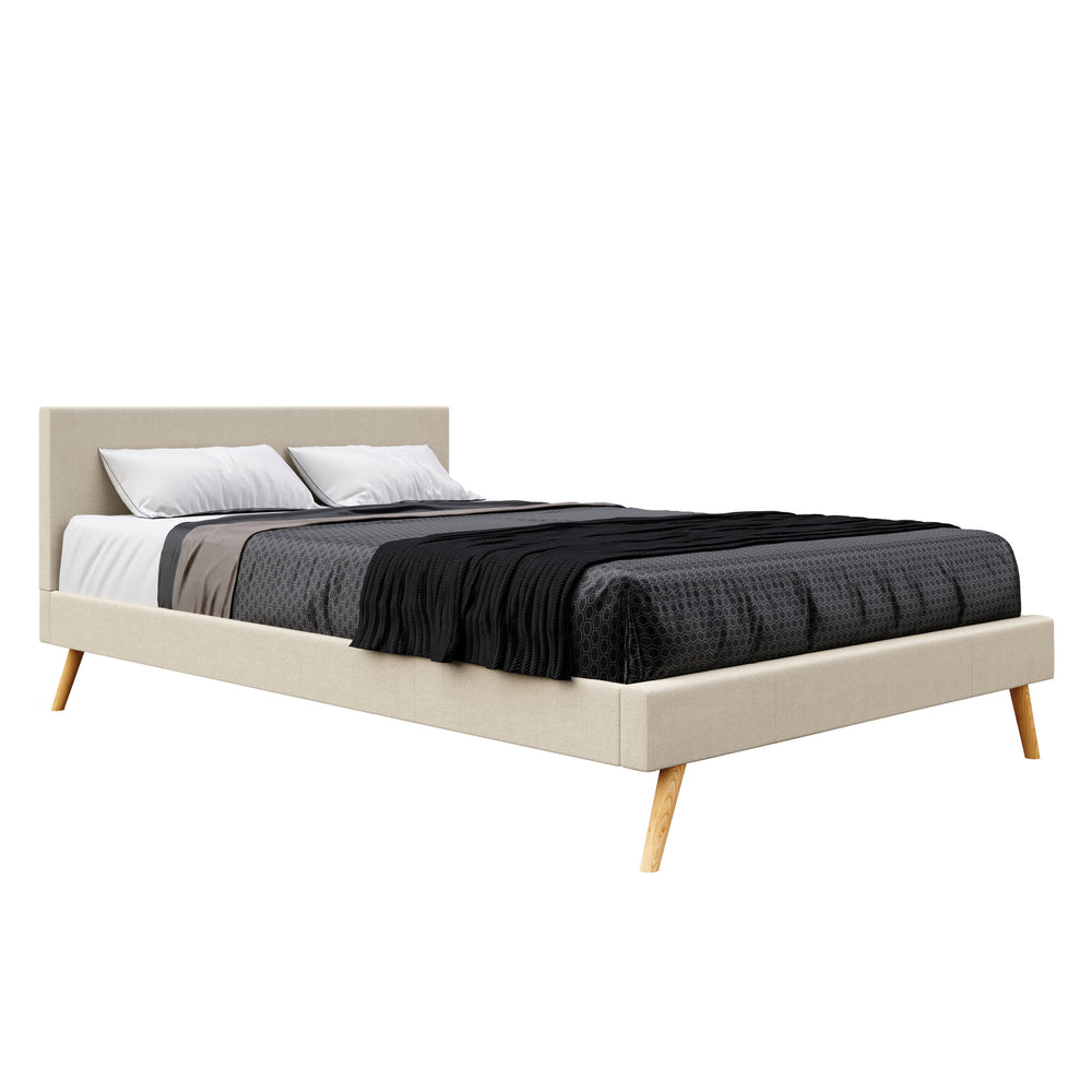 Upholstered bed ELVAR 140 x 200 cm beige