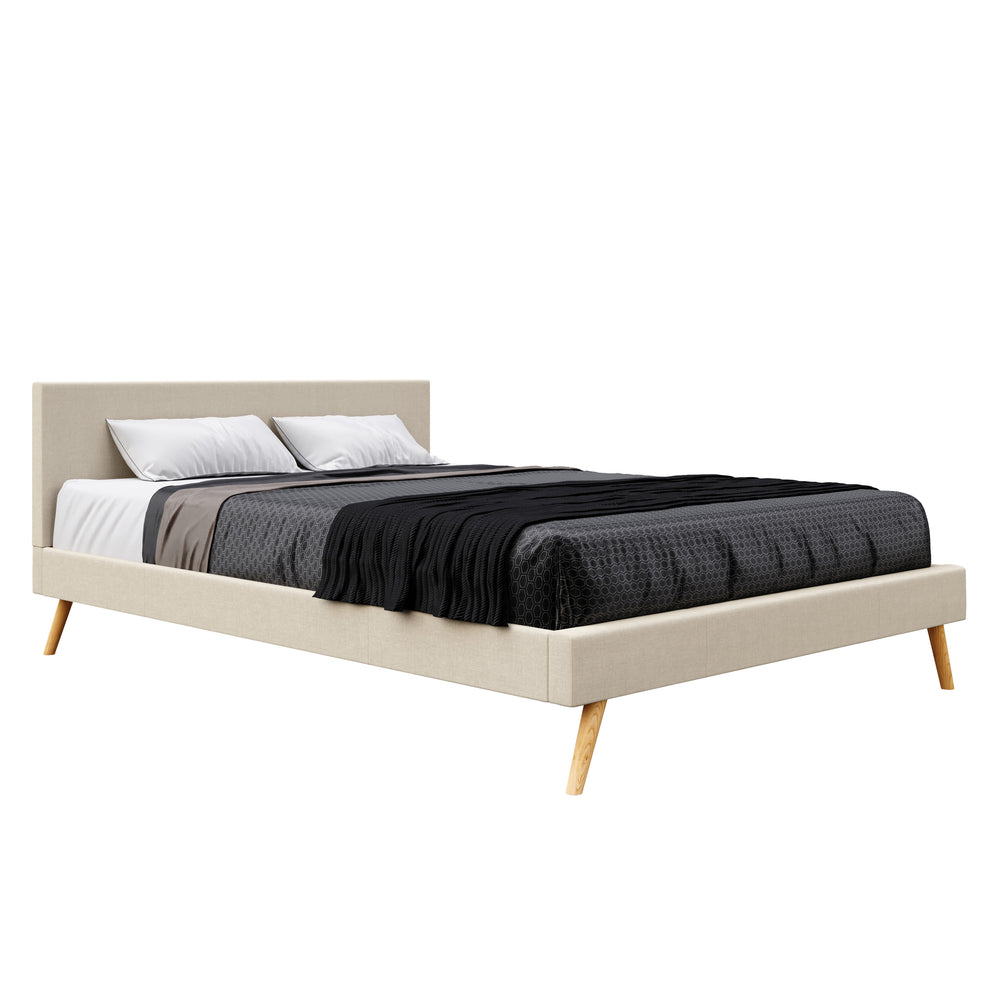 Upholstered bed ELVAR 160 x 200 cm beige
