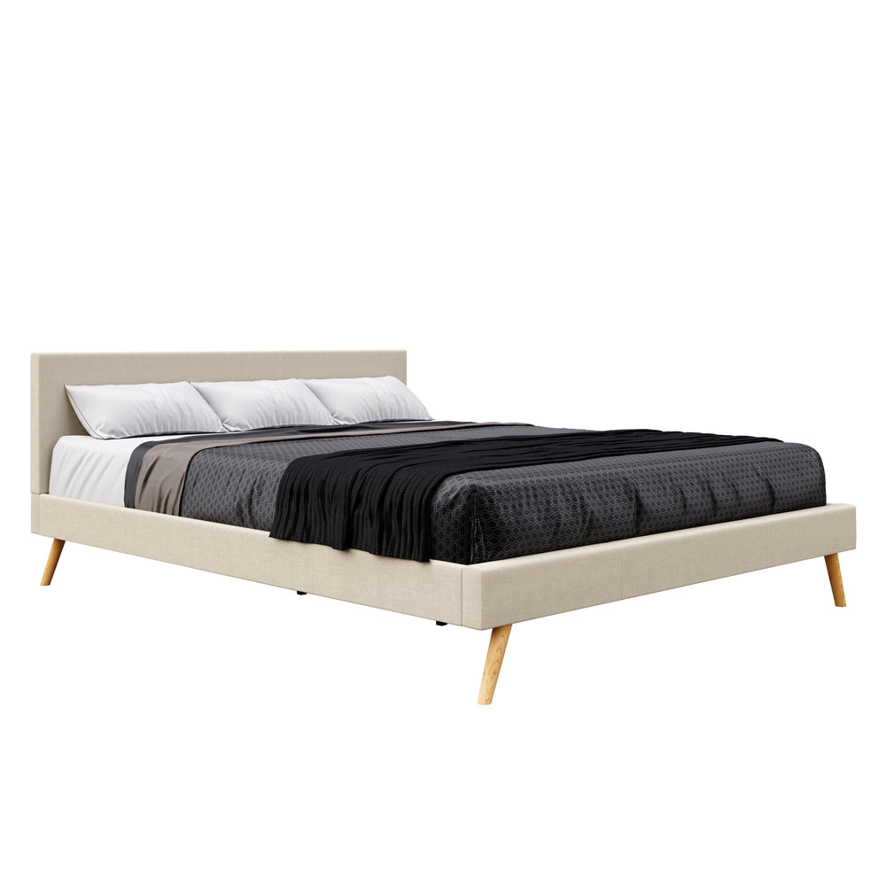 Upholstered bed ELVAR 180 x 200 cm beige