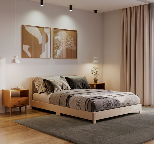 Polsterbett JUNA 140 x 200 cm beige