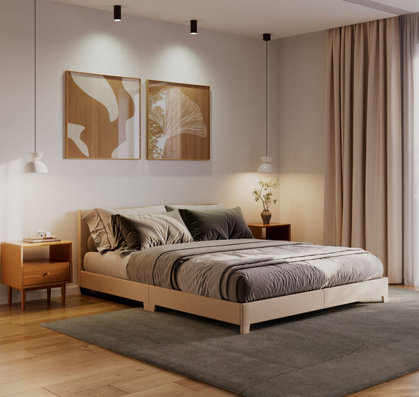 Polsterbett JUNA 160 x 200 cm beige