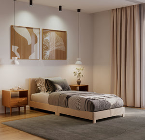 Polsterbett JUNA 90 x 200 cm beige
