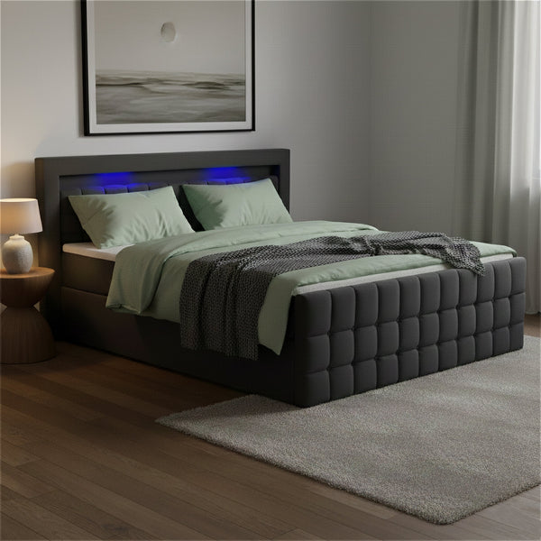 Polsterbett LED BEATA 160 x 200 cm anthrazit