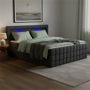 Polsterbett LED BEATA 180 x 200 cm anthrazit