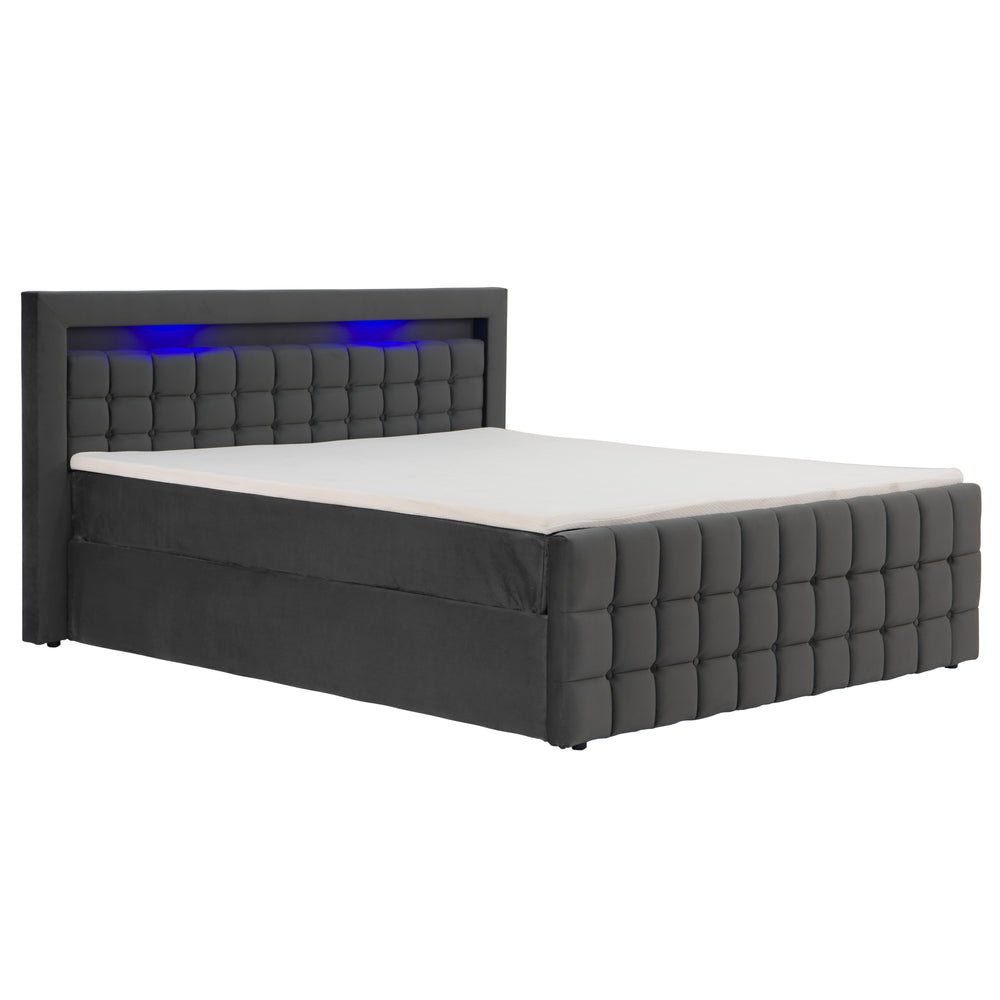 Upholstered bed LED BEATA 180 x 200 cm anthracite