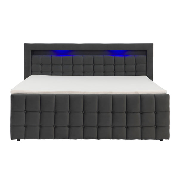Polsterbett LED BEATA 180 x 200 cm anthrazit