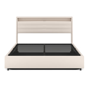 Polsterbett LED KAREN mit Stauraum 160 x 200 cm beige