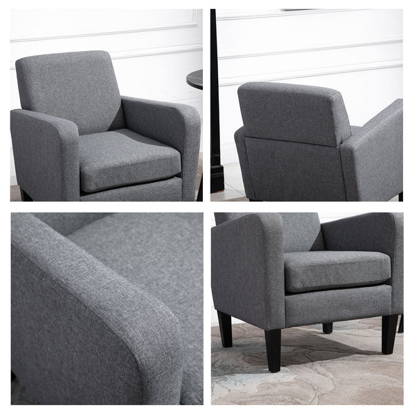 Polstersessel Einzelsessel Leinenstoff Hellgrau 66x72x74cm