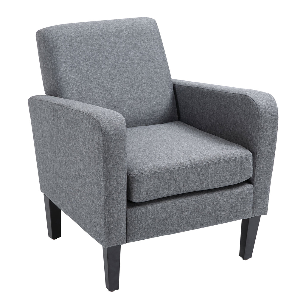 Poltrona imbottita, poltrona singola, tessuto di lino, grigio chiaro, 66x72x74cm