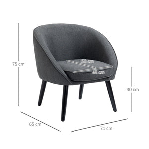 Polstersessel Loungesessel mit Leinen-Optik Holz Grau