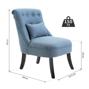 Polstersessel Polsterstuhl mit Rückenkissen Leinen Blau