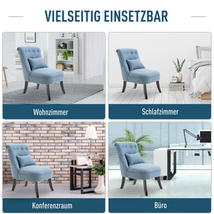 Polstersessel Polsterstuhl mit Rückenkissen Leinen Blau
